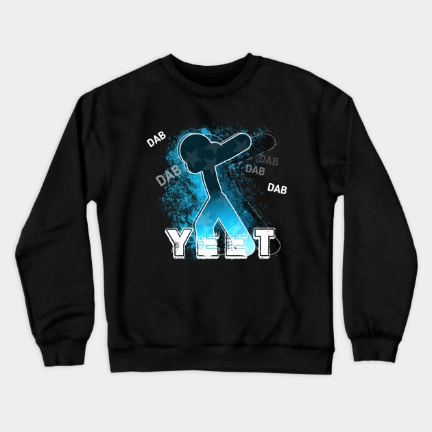 Yeet Dab - Dabbing Trendy Dance Emote Meme - Autumn Fall Kids Teens  - Stickman - Light Blue Crewneck Sweatshirt by MaystarUniverse